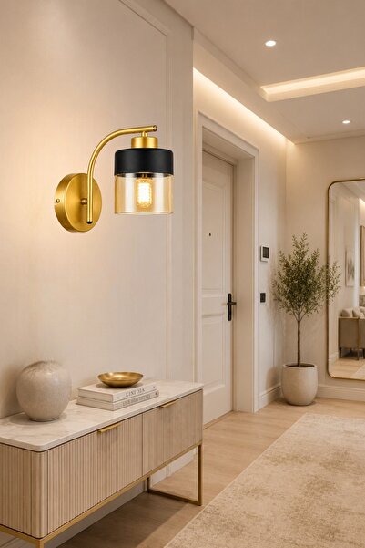 ESSLİGHT Defne Eskitme Bal Camlı Modern Antre Hol Aplik