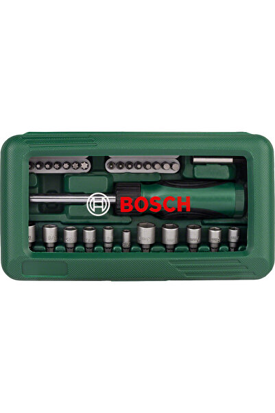 Bosch طقم مكون من 46 قطعة من رؤوس البراغي والمقابس مع مفك براغي