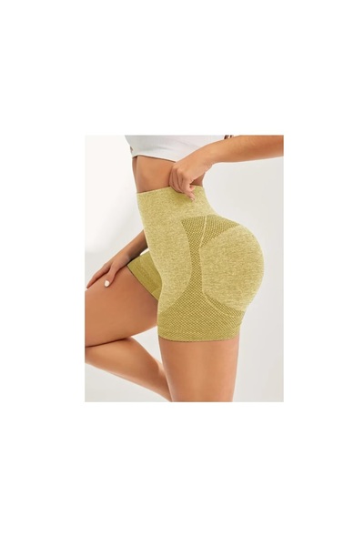 Star Master High Waisted Yoga Shorts, Very Elastic, for Fitness, Running, Yel...