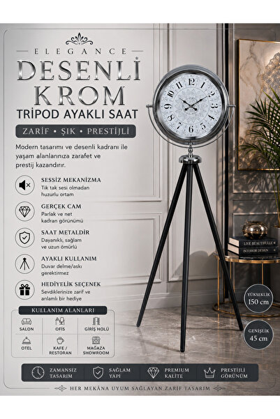 Genel Markalar Elegance Desenli Tripod Ayaklı Saat