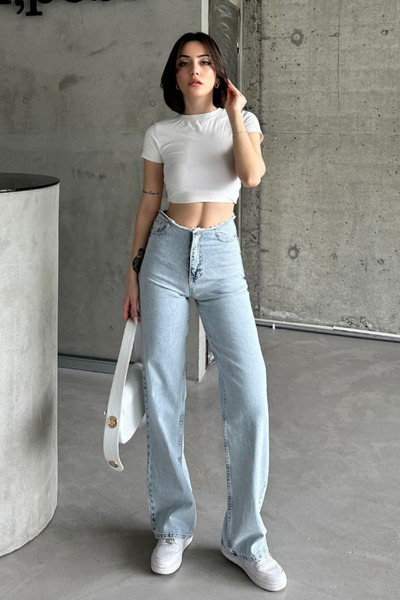 XRAY JEANS Γυναικείο βαμβακερό φαρδύ τζιν Palazzo Ice Blue