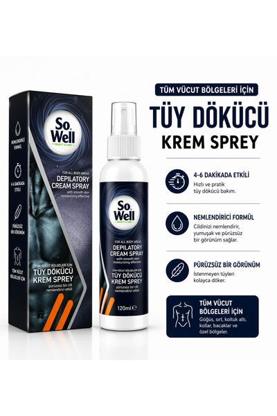 Sowell So Well Tüy Dökücü Krem Sprey 120 ml -Erkek Tüm Vücut için