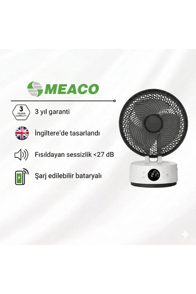 Meaco Sefte® 8″ Bataryalı Sessiz Masaüstü Vantilatör – Uyku Modlu Ve Enerji T...