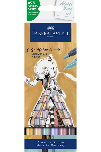 Faber Castell Goldfaber Sketch Marker Fashion 6'lı Set, Çift Fineliner Uçlu