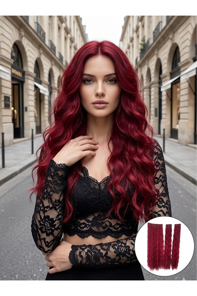 8 Kadına Dair Herşey Kızıl Afro Dalgalı Uzun Yarım Ay Saç – Sentetik Çıt Çıt ...