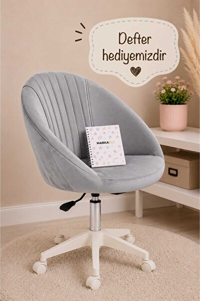 MARKAELZ İstiridye Beyaz Ayaklı Çalışma Sandalyesi