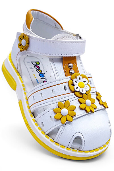 BEEBRON Orthopedic Baby Girl and Child Sandals Daisy Series Ppt2410 White Yellow