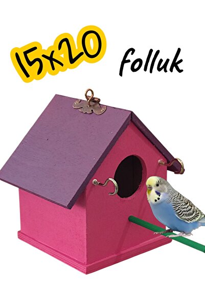 ncy Wooden Budgie Lovebird Bird House Folluk 15X15X20 cm