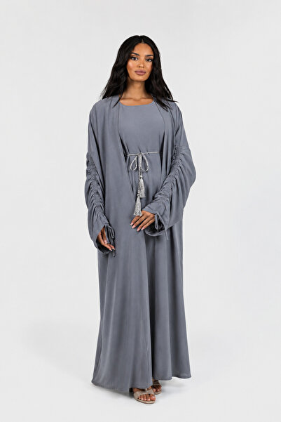Ophelia Armina Stringed Abaya – Elegant Tie-Sleeve 3-in-1 Set with Inner Dres...