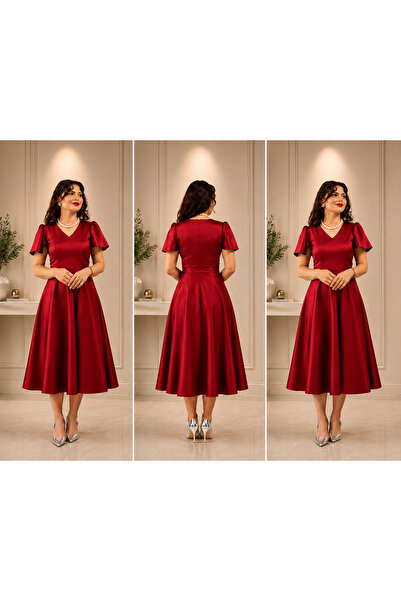 Butik VİONELLE BORDO ELBİSE
