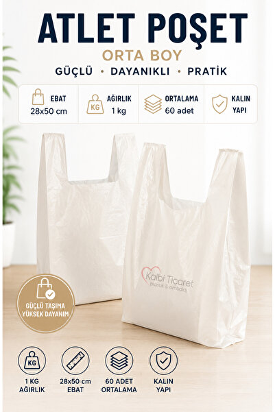 Kalbi Ticaret Kalın Kırık Beyaz Poşet Orta Boy 1 Kg Hışır Atlet Poşet Market ...