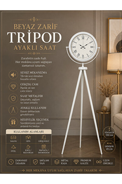 Zarif Roma Rakamlı Tripod Ayaklı Saat