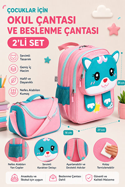 MİECZ BAGS Sevimli Karekter Tasarımlı Anaokulu & Kreş Ve İlkokul Kız Erkek Ço...