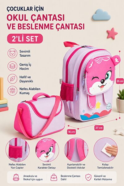 MİECZ BAGS Sevimli Karekter Tasarımlı Anaokulu & Kreş Ve İlkokul Kız Erkek Ço...