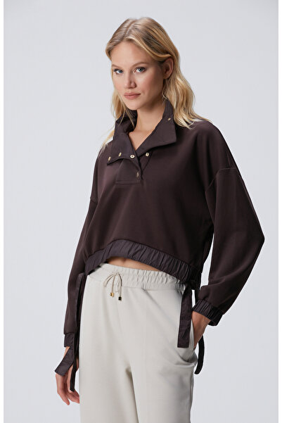 Network N-Tech Kahverengi Çıtçıt Detaylı Sweatshirt