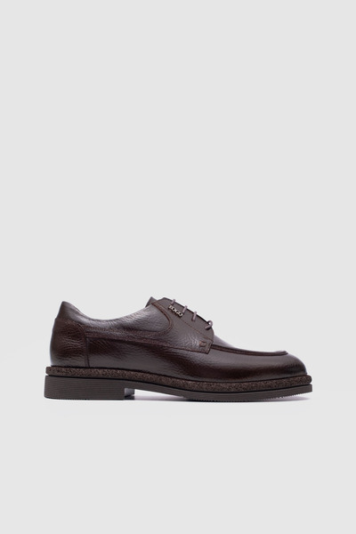 TOGO Men's Brown Floater Genuine Leather Lace-Up Classic Casual Shoes [052325]