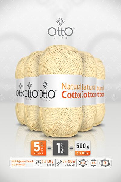 Otto Bumbac Natural - Galben (6020) - Pachet de 5 - 2mm/100gr/200m - Ață de b...