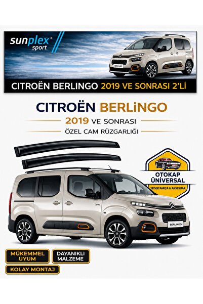 SUNPLEX Citroen Berlingo 2019 - 2026 Cam Rüzgarlığı Takım 2'li Takım Rüzgar K...