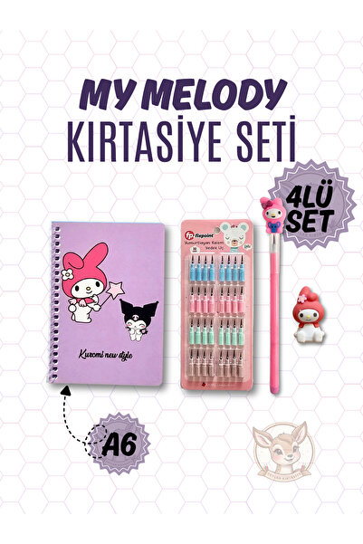 Ceylan Kırtasiye 4 lü My Melody Defter Kalem Silgi Yedek Uç Kırtasiye Seti - ...