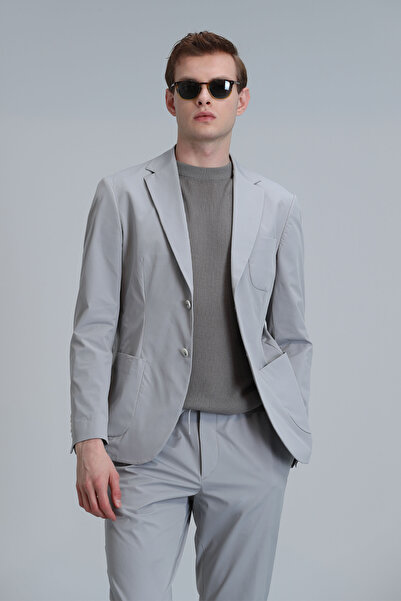 Lufian Mex Spor Erkek Blazer Ceket Slim Fit Açık Gri