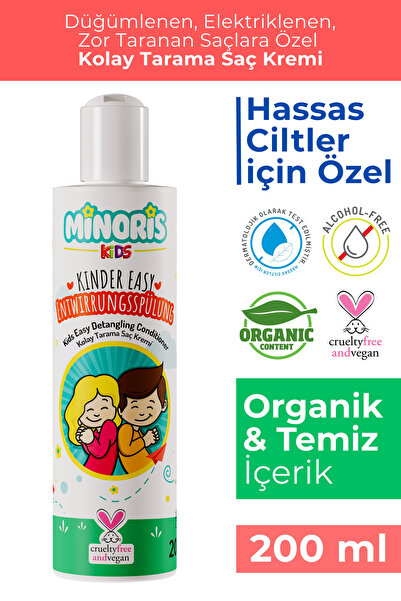 Minoris Kids Çocuklar Için Tamamen Doğal Kolay Tarama Saç Kremi 200 Ml