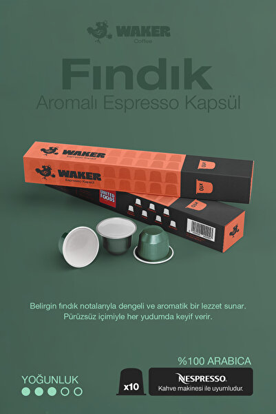 United Foods WAKER Fındık Aromalı Kapsül Kahve 10'lu Paket – Yoğun Aroma ve L...