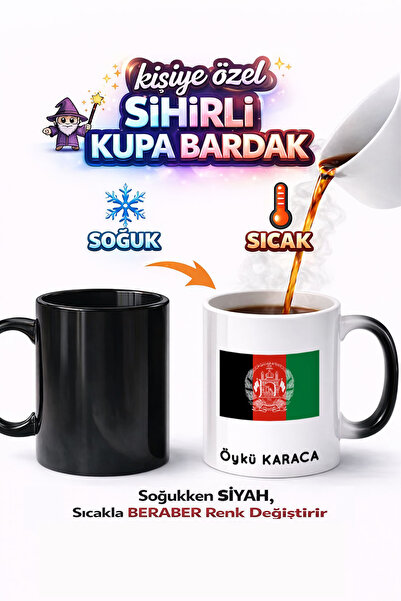 Kirbi Reklam كوب سحري من البورسلين مطبوع عليه علم أفغانستان هدية