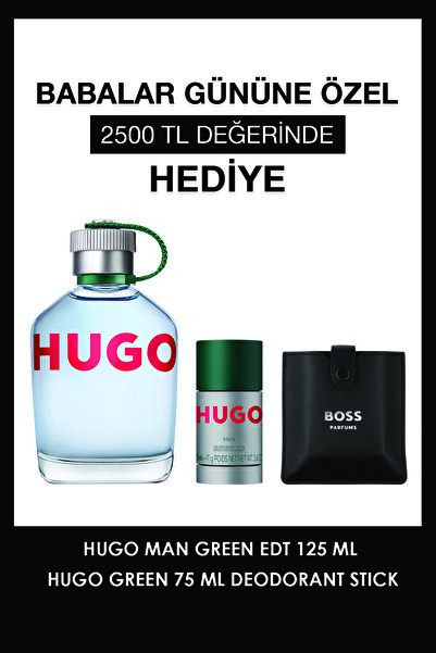 BOSS Hugo Man Green EDT 125 ml Erkek Parfüm + Hugo Man Deodorant Stick + Oyun...