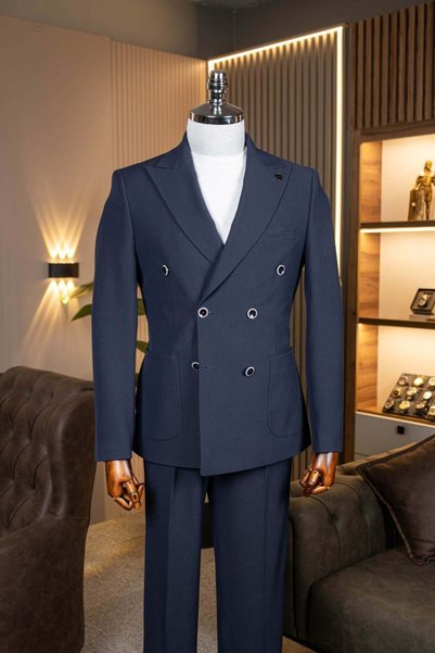 Terzi Ayhan Classics Exclusive double-breasted suit navy blue