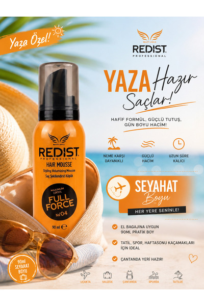 Redist Full Force Saç Şekillendirici Seyahat Boy Köpük 90 ML | Büyük Hacim, M...