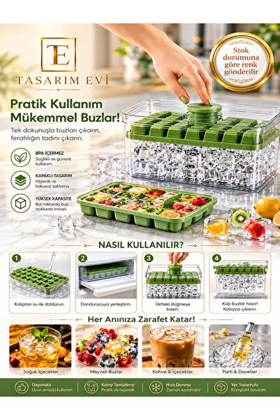 Tasarım Evi قالب ثلج مضغوط مزدوج من الجيل الجديد - 28 28 56 حجرة مع صندوق تخز...