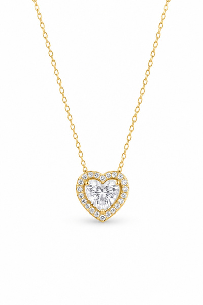 Lucente Jewellery Special Boxed Women's Necklace - White Stone Heart Lover Di...