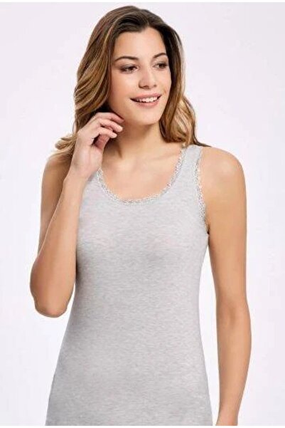 İLKE İÇ GİYİM Melange Lace Wide Strap Tank Top