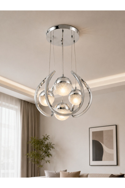 Lzy Avize Store Modern 3+1 Toplu Krom Kaplama 3 Renk Ahtapot Sarkıt Avize