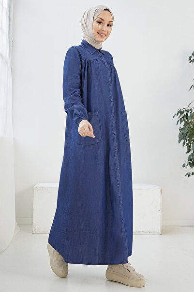 InStyle Τζιν φόρεμα Mayra Robe Pocket - Μπλε