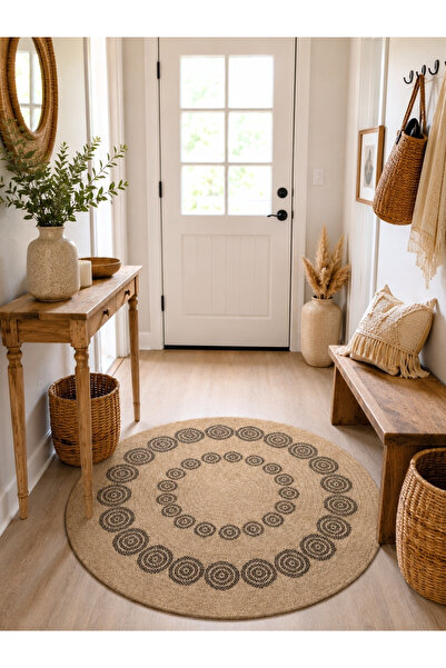 SANRUGS Home & Living Yıkanabilir Sisal Jüt Dokuma Hasır Halı Kilim Bej Kahve...