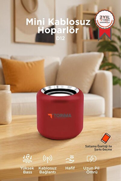 Torima Bluetooth Hoparlör Taşınabilir Speaker D12 Kırmızı