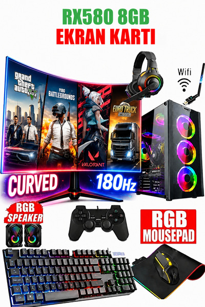 Dmc N230 (PUBG,GTA 5) I5 3470,16GB RAM,1TB HDD,256GB SSD,RX580,24'' 165Hz Oyu...