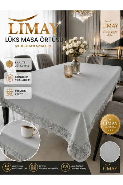 LİMAY LUKSUZNA JUTA TKANINA Stolnjak - Čipka PAKOVANJE - SVETLJIVA JUTA TKANI...