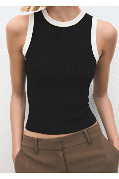 MANGO Woman Pletena bluza sa kontrastnim prugama