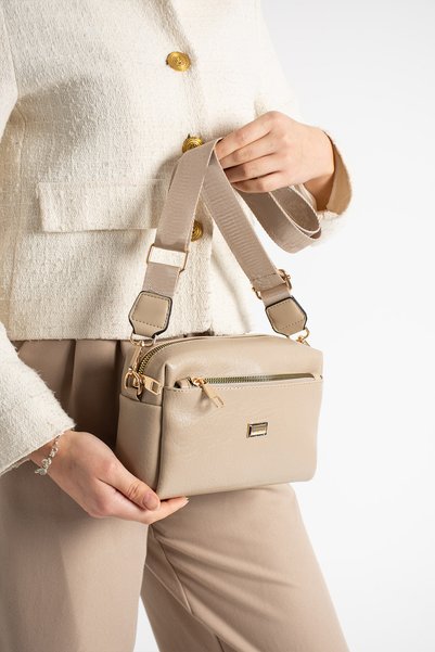 Ayax Ten Women 3 Eyed Faux Leather Wide-Strap Crossbody Bag