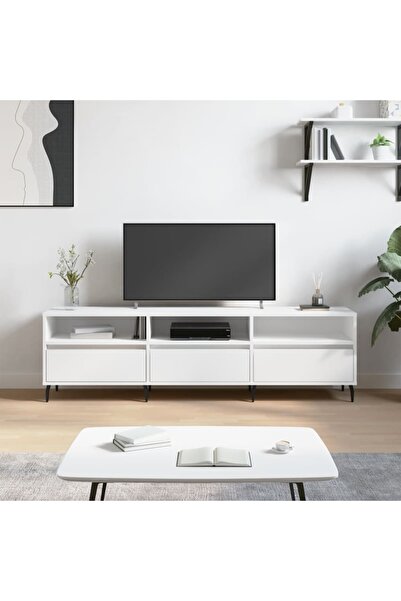 Concept Comodă TV, alb, 150x30x44,5 cm, lemn prelucrat