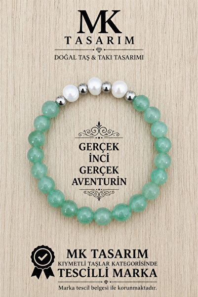MK tasarım سوار من الأفنتورين الحقيقي واللؤلؤ الحقيقي MK.005.001