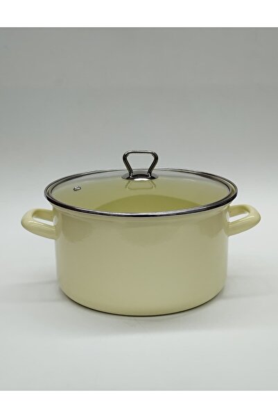 GİZEM Emaye Düz Derin Yoğurt Tenceresi 24 cm 5,8 Litre Sarı