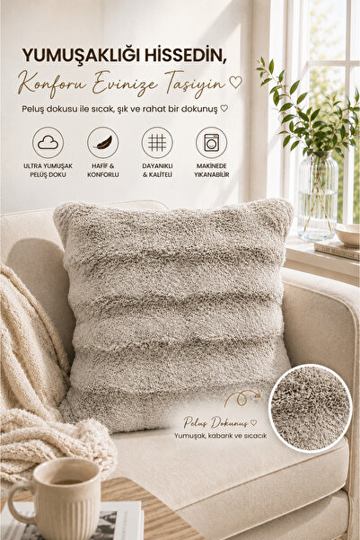 Bikaya Home Rabbit Feather Throw Pillow Cover Set of 2 |   45X45 cm |   Plush...