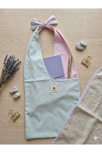 Calliopia Pinterest Pembe Turkuaz Pötikareli Kurdele Detaylı Çanta