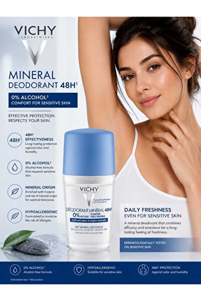 Vichy مزيل عرق معدني 48 ساعة للبشرة الحساسة 50 مل