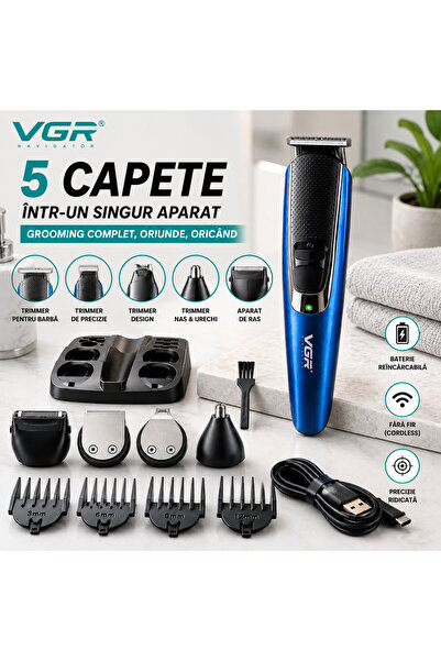 VGR Trimmer fara fir profesional, masina de tuns barba, par si corp, incarcar...
