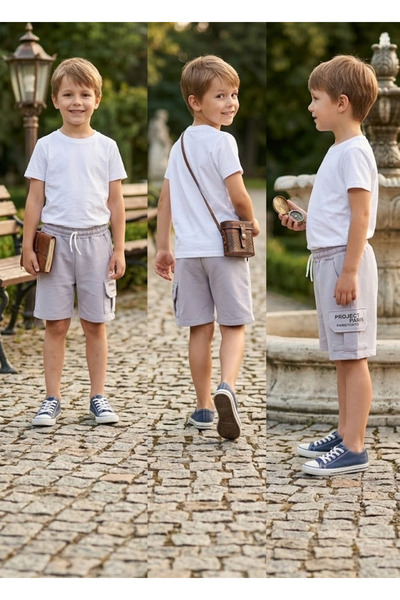 meyastore Boy's Shorts Project Paris Printed with Cargo Pockets