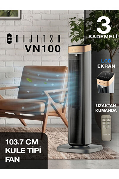 Dijitsu VN100 Kule Tipi Vantilatör – 45W, Zaman Ayarlı, 3 Hız Kademeli, Koku ...
